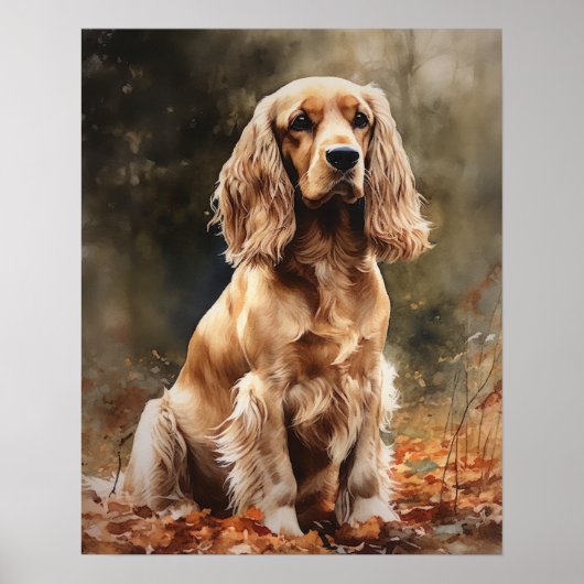 Schattige Cocker Spaniel Dog Art Print Poster (Voorkant)