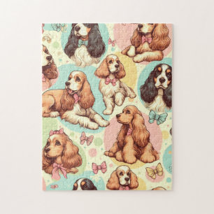Schattige  Cocker Spaniel Naadloos Patroon Legpuzzel