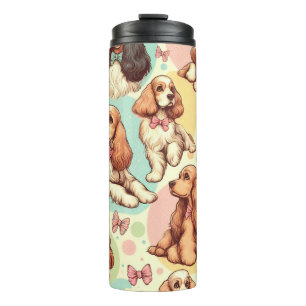 Schattige Cocker Spaniel Naadloos Patroon Thermosbeker