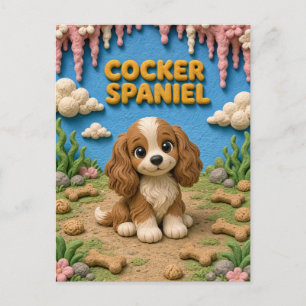 Schattige Cocker Spaniel Puppy, Baby Hond Briefkaart