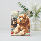 Schattige Cocker Spaniel schilderij Briefkaart (Staand voorkant)