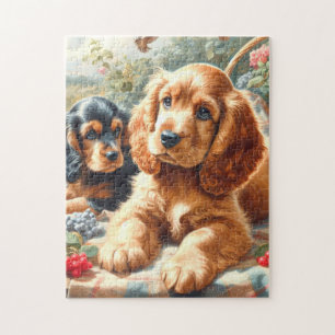 Schattige Cocker Spaniel schilderij Legpuzzel