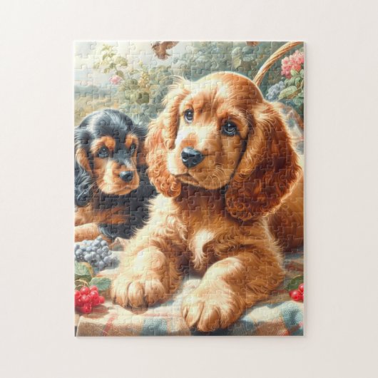 Schattige Cocker Spaniel schilderij Legpuzzel (Verticaal)
