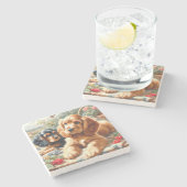 Schattige Cocker Spaniel schilderij Stenen Onderzetter (Zijkant)