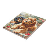 Schattige Cocker Spaniel schilderij Tegeltje (Zijkant)