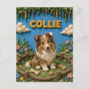 Schattige Collie Puppy, Baby Hond Briefkaart