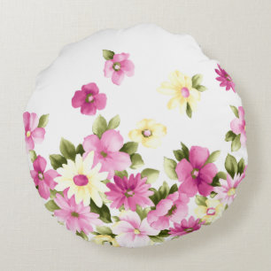 Schattige Colorful Girly Blooming Flowers Rond Kussen