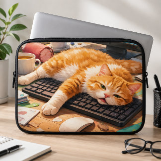 Schattige Computer Kat Laptop Sleeve