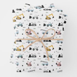 Schattige constructie voertuigen patroon inpakpapier vel