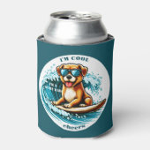 Schattige Cool Cartoon Dog Surf Papa Blikjeskoeler (Blikje Voorkant)