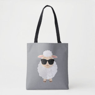 Schattige Cool Schaap Cartoon met Zonnebril Boerde Draagtas