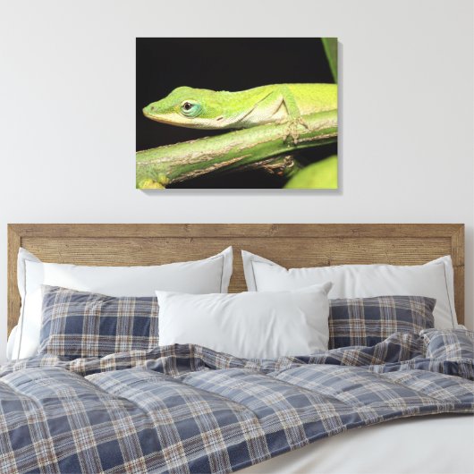 Schattige Cool Schattig Leuk Groen Anole Lizard An Canvas Afdruk (Insitu (Slaapkamer))