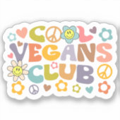 Schattige Cool Vegans Club, Retro  Sticker (Voorkant)