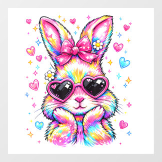 Schattige Coquette Tie Dye Konijn Paashaas Vrouwen Raamsticker