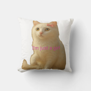 Schattige Coquette Witte Kat Ik Ben Gewoon Een Mei Buitenkussen