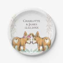 Schattige Corgi Dog Bruiloft Paar Gepersonaliseerd