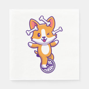 Schattige Corgi Dog Circus met Bot Servet