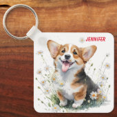 Schattige Corgi Dog Sleutelhanger (Voorkant)