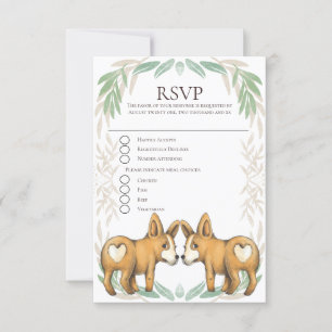 Schattige Corgi Dog Twee Grooms Gay Bruiloft RSVP Kaartje