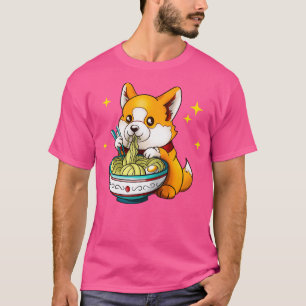 Schattige Corgi Eating Ramen soep Hondenliefhebber T-shirt