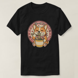Schattige Corgi Eet Ramen Kawaii Japanse Noedel T-shirt