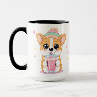Schattige Corgi Genieten van een Smoothie Mok