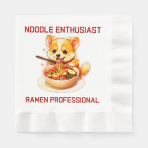 Schattige Corgi Genieten van Ramen Sticker – Schat Servet