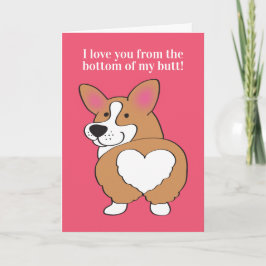 Schattige Corgi-hond Hart Achterwerk Valentijnsdag Feestdagen Kaart