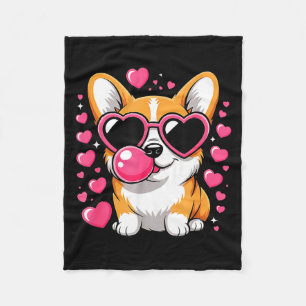 Schattige Corgi Hond Hart Zonnebril Valentijnsdag Fleece Deken