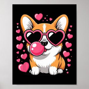 Schattige Corgi Hond Hart Zonnebril Valentijnsdag  Poster