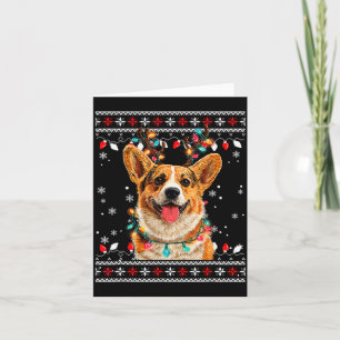 Schattige Corgi Hond Kerstmis Rendier Kerstman Hoe Kaart