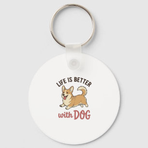Schattige Corgi Hond Leven Is Beter Met Hond Desig Sleutelhanger