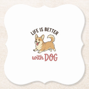 Schattige Corgi Hond Leven Is Better Met Hond Desi Kartonnen Onderzetters