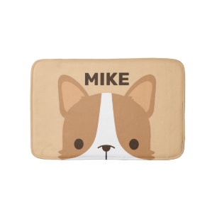 Schattige Corgi-hond met gepersonaliseerde naam Badmat