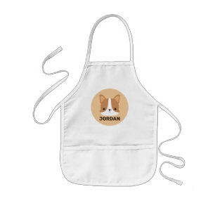 Schattige Corgi-hond met gepersonaliseerde naam Kinder Schort