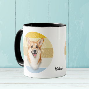 Schattige Corgi Hond Retro Zonsondergang Mok