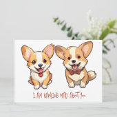 Schattige Corgi-hond verjaardag Valentijnskaart Feestdagenkaart (Staand voorkant)