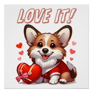 Schattige Corgi Liefde Perfect Poster