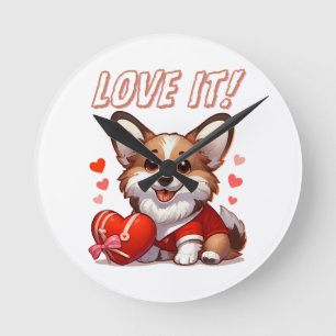Schattige Corgi Liefde Ronde Klok