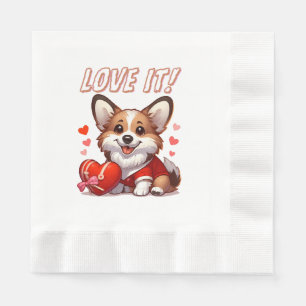 Schattige Corgi Liefde Servet