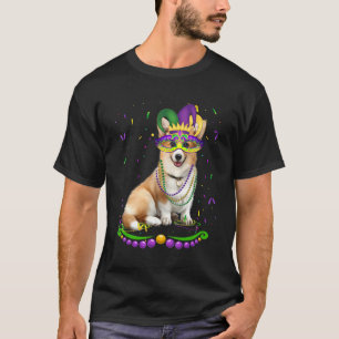 Schattige Corgi met Carnavalsmasker Mardi Gras Hon T-shirt