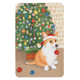 Schattige corgi met kerstboom magneet