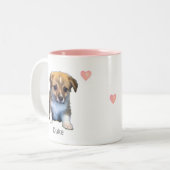 Schattige Corgi Puppy Hond & Harten Tweekleurige Koffiemok (Voorkant links)