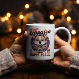 Schattige Corgi Theatre is mijn gelukkige plek Tweekleurige Koffiemok
