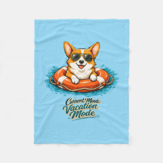 Schattige Corgi Vakantiemodus Illustratie - Summer Fleece Deken