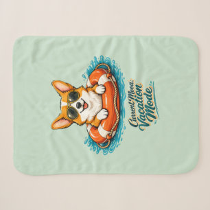 Schattige Corgi Vakantiemodus Illustratie - Summer Sherpa Deken