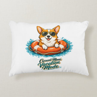 Schattige Corgi "Vakantiemodus" Zomerontwerp Accent Kussen