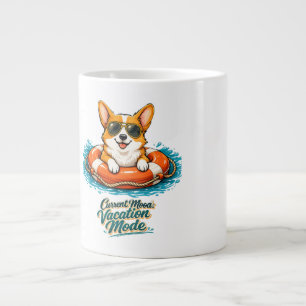 Schattige Corgi "Vakantiemodus" Zomerontwerp Extra Grote Beker