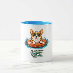 Schattige Corgi "Vakantiemodus" Zomerontwerp Mok