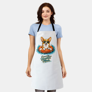 Schattige Corgi "Vakantiemodus" Zomerontwerp Schort